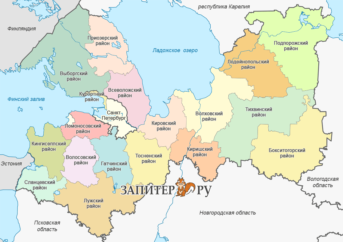 Карта районов Ленинградской области